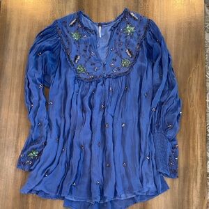 Free People Bali Golden Sun Embellished Beaded Party Mini Dress